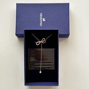 Brand New Swarovski Rose Gold Bow Pendant Necklace